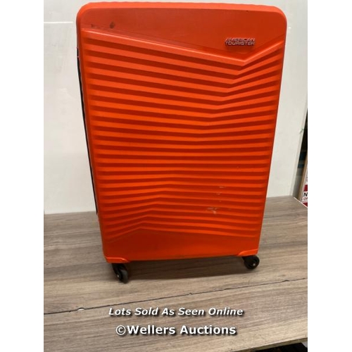 2099 - AMERICAN TOURISTER JETDRIVER LARGE 4 WHEEL SPINNER CASE / SIGNS OF USE, COMBINATION LOCKED / P5