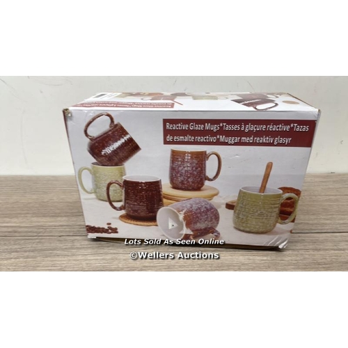 2136 - THE OLD POTTERY COMPANY STONEWARE MUGS, 6 PACK / NEW IN OPEN BOX / D10