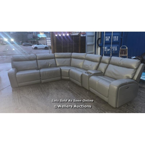 2200 - THOMASVILLE 6 PIECE LEATHER RECLINER SOFA, POWERS UP, MINIMAL SIGNS OF USE