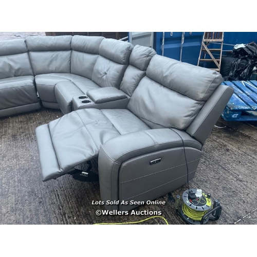 2200 - THOMASVILLE 6 PIECE LEATHER RECLINER SOFA, POWERS UP, MINIMAL SIGNS OF USE