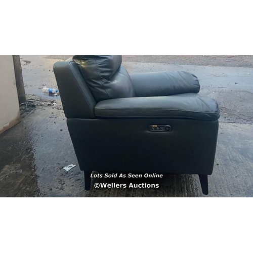 2201 - GRACE GREY LEATHER 1 SEAT POWER RECLINER, MINIMAL SIGNS OF USE, DAMAGED LEG