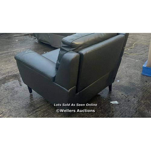 2201 - GRACE GREY LEATHER 1 SEAT POWER RECLINER, MINIMAL SIGNS OF USE, DAMAGED LEG