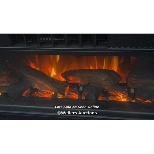 2202 - EVERETT MEDIA MANTEL FIREPLACE, POWERS UP, MINIMAL SIGNS OF USE