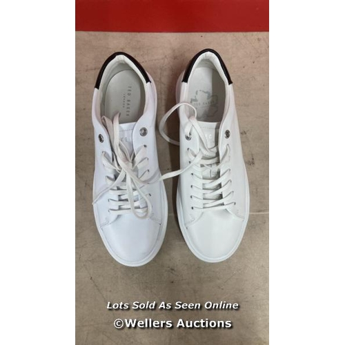 2509 - LADIES NEW & BOXED TED BAKER LORNEA TRAINERS / UK 6 / ONE PURE WHITE / ONE CREAMY WHITE / C2