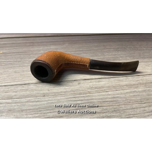 3033 - VINTAGE KUDU TANGANYIKA LEATHER COVERED  SMOKING ESTATE PIPE. / H2