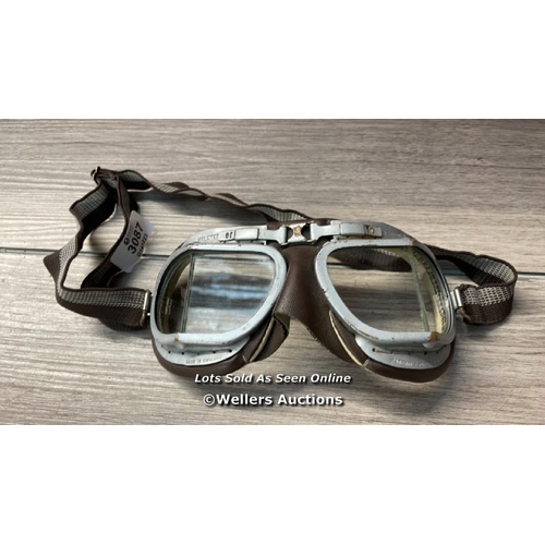 3087 - ORIGINAL HALCYON VINTAGE FLYING GOGGLES MOTORCYCLE BROWN  / H4