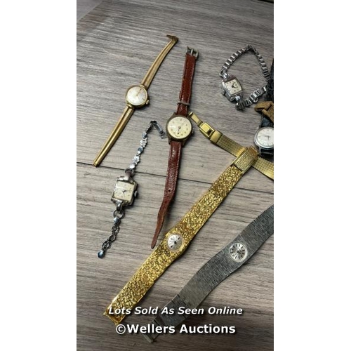 3092 - JOB LOT OF  VINTAGE EXQUISITE LADIES WRISTWATCHES GOLD SILVER TONE & LEATHER STR / H4