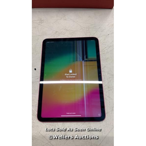 3445 - APPLE IPAD 10.9'' 10TH GEN (2022) / A2696 / 256GB / SERIAL: F0WLMHQJ25 / SCREEN AND DISPLAY DAMAGED ... 