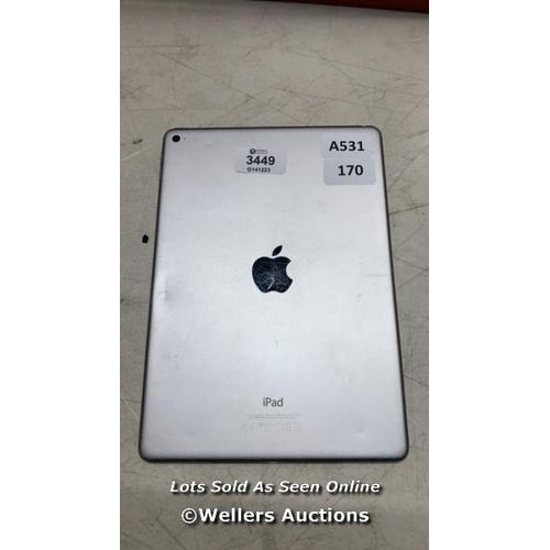 3449 - APPLE IPAD AIR 2 / A1566 / 128GB / SERIAL: DMPS9SS8G5W1 / CHASSIS DAMAGED / I-CLOUD (ACTIVATION) LOC... 