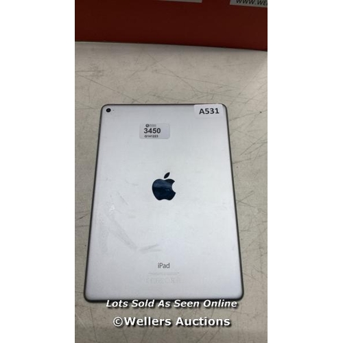 3450 - APPLE IPAD AIR 2 / A1566 / 32GB / SERIAL: DMPSDCJHG5D / I-CLOUD (ACTIVATION) LOCKED/ RESTORED TO FAC... 