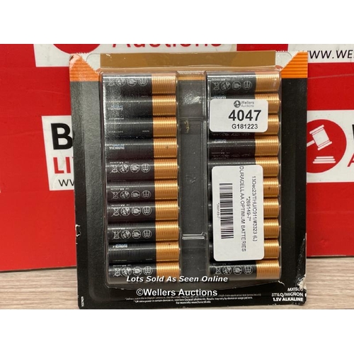 4047 - DURACELL AA OPTIMUM BATTERIES / NEW IN OPEN PACKAGING