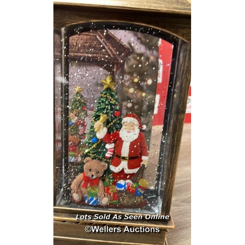 4061 - 13 INCH (35CM) CHRISTMAS SCENE LANTERN WITH LED LIGHTS / NEW IN OPEN BOX