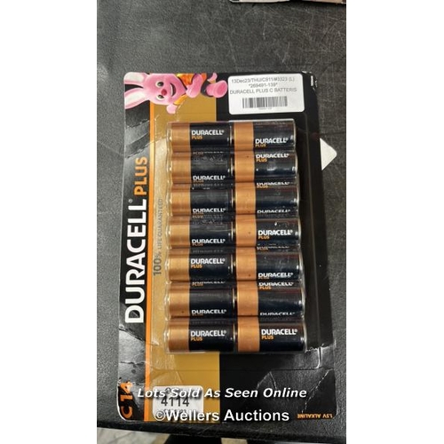 4114 - DURACELL PLUS C BATTERIS / NEW IN SEALED PACKAGING