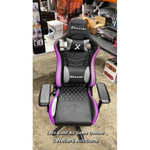 4324 - X ROCKER OPAL RGB GAMING CHAIR WITH LED LIGHTS / POWERS UP, NOT FULLY TESTED,  MISSING SOME BOLTS, M... 