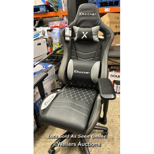 4324 - X ROCKER OPAL RGB GAMING CHAIR WITH LED LIGHTS / POWERS UP, NOT FULLY TESTED,  MISSING SOME BOLTS, M... 