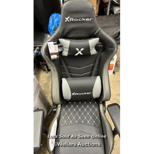 4324 - X ROCKER OPAL RGB GAMING CHAIR WITH LED LIGHTS / POWERS UP, NOT FULLY TESTED,  MISSING SOME BOLTS, M... 