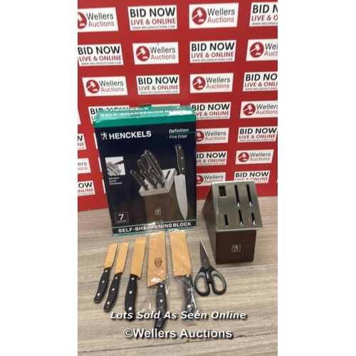 4369 - HENCKELS KNIFE BLOCK 7PC  / APPEARS NEW, OPEN BOX