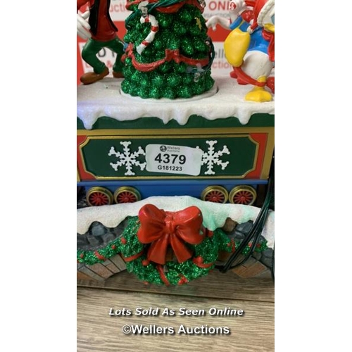 4379 - DISNEY ANIMATED CHRISTMAS HOLIDAY HOUSE TABLE TOP ORNAMENT WITH LED LIGHTS & SOUNDS / LIGHTS AND SOU... 