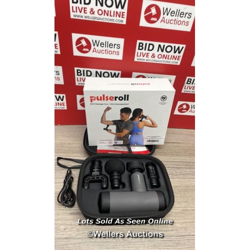 4386 - PULSEROLL MINI MASSAGE GUN WITH TRAVEL CASE / NO POWER, SIGNS OF USE