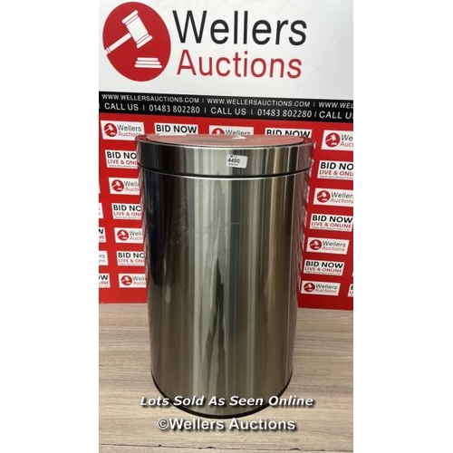 4400 - EKO STAINLESS STEEL SEMI-ROUND MOTION SENSOR BIN - 47L / UNTESTED, MINIMAL SIGNS OF USE