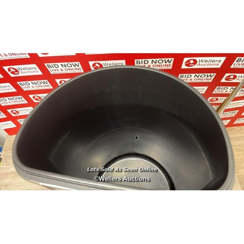 4400 - EKO STAINLESS STEEL SEMI-ROUND MOTION SENSOR BIN - 47L / UNTESTED, MINIMAL SIGNS OF USE