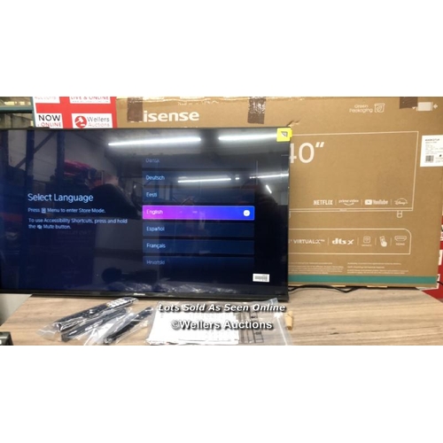 4511 - HISENSE 40A5KQTUK 40 INCH QLED FULL HD SMART TV / NEW / OPEN BOX / WITH REMOTE AND STAND / IN ORIGIN... 