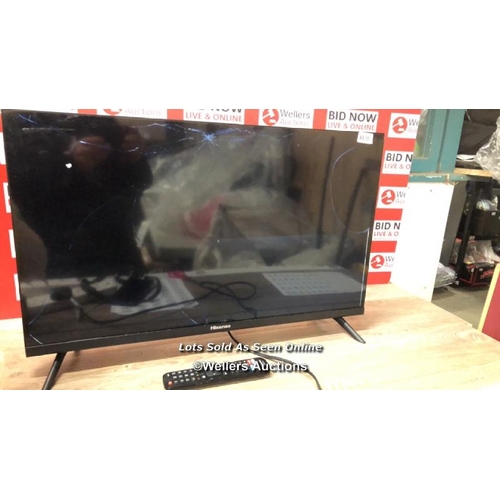 4515 - HISENSE 32A 4GTUK 32INCH / POWERS UP / SCREEN DAMAGED / WITH REMOTE