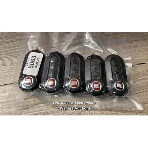 5063 - 5 X FIAT 3 BUTTON DELPHI FLIP BLADE KEYS, REMOTE, FOBS. 500, DOBLO, PUNTO