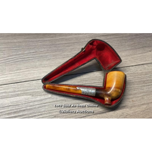 5126 - ANTIQUE MEERSCHAUM BEN WADE LEEDS TOBACCO HERB SMOKING PIPE CASED