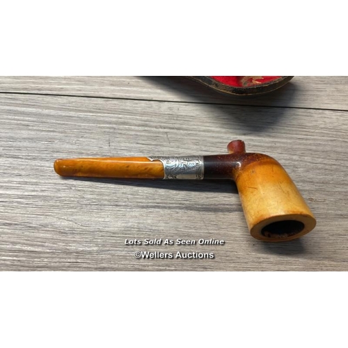 5126 - ANTIQUE MEERSCHAUM BEN WADE LEEDS TOBACCO HERB SMOKING PIPE CASED