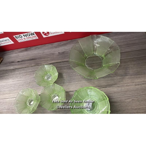 5180 - WALTHER & S�HNE ART DECO URANIUM GREEN GLASS 'ATHENE'  6 SERVING BOWL SET