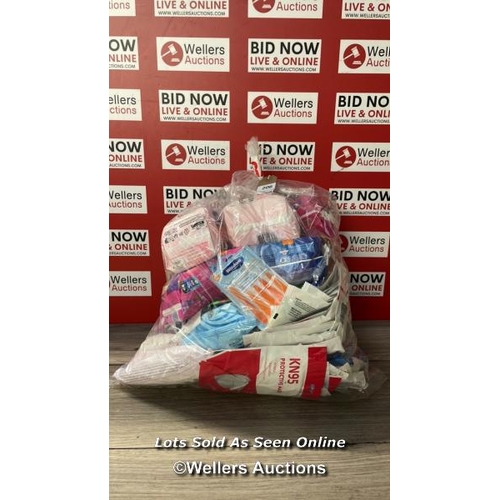 5395 - BAG OF NEW PADS, HAND WIPES AND MASKS