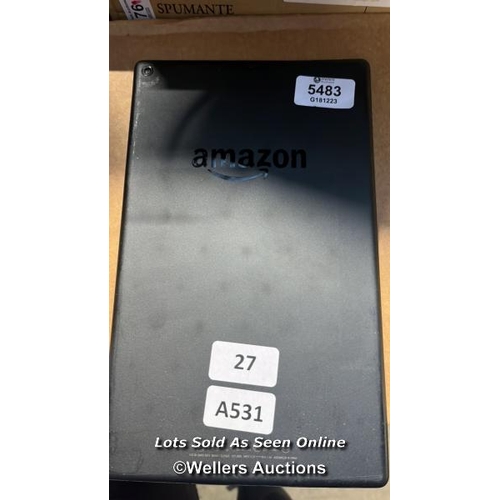 5483 - AMAZON FIRE HD 10 - 7TH GEN (2017) / SL056ZE / SCREEN DAMAGED / RESTORED TO FACTORY DEFAULTS