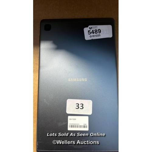 5489 - SAMSUNG GALAXY TAB A7 LITE 8.7'' (2021) / 32GB / WI-FI / SM-T220 / SN: R9JRA0CAVCL / GOOGLE ACCOUNT ... 