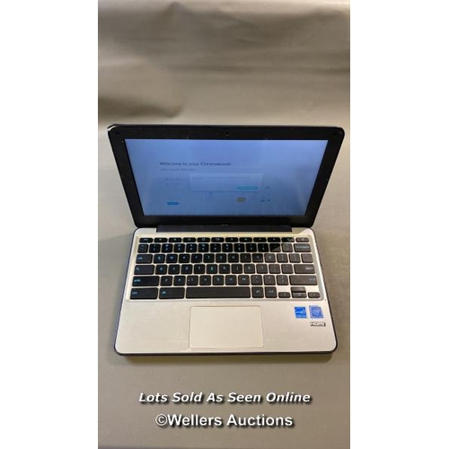 9525 - ASUS CHROMEBOOK / C202S / SN: H9NXCX01C256365 - CHASSIS DAMAGE / RESTORED TO FACTORY DEFUALTS