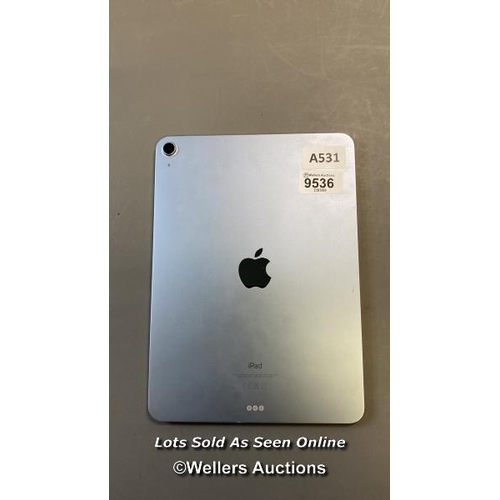 9536 - APPLE IPAD AIR (2020) 4TH GEN / A2316 / 256GB / SERIAL: DMPDP4F5Q16X / I-CLOUD (ACTIVATION) UNLOCKED... 