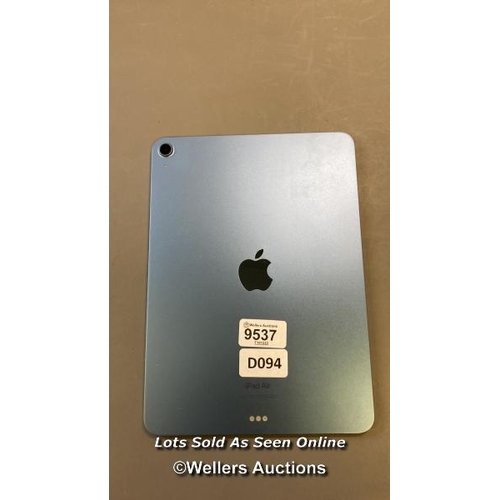 9537 - APPLE IPAD AIR (2022) 5TH GENERATION / A2588 / 64GB / SERIAL: NJ56693QYR / I-CLOUD (ACTIVATION) UNLO... 