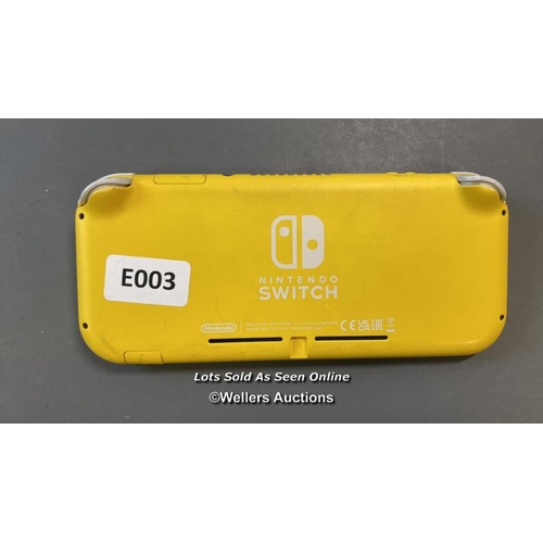 9581 - NINTENDO SWITCH LITE MODEL HDH/001, SN: XJE10026032817 / RESTORED TO FACTORY DEFAULTS