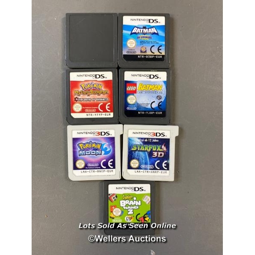 9746 - X7 NINTENDO DS AND 3DS GAME CARDS INCL. POKEMON MOON, POKEMON MYSTERY DUNGEON, JUNIOR BRAIN TRAINER ... 