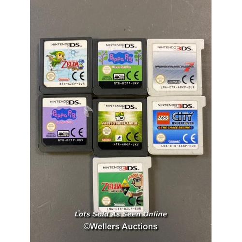 9747 - X7 NINTENDO DS AND 3DS GAME CARDS INCL. ZELDA A LINK BETWEEN WORLDS, ZELDA PHANTOM HOURGLASS, MARIO ... 