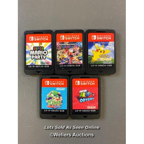 9751 - X5 NINTENDO SWITCH GAME CARDS INCL. MARIO KART 8, POKEMON LETS GO PIKACHU, SUPER MARIO ODYSSEY, SUPE... 