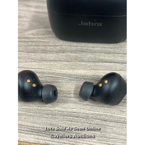 8005 - JABRA ELITE 4 ACTIVE NOISE CANCELLING EARBUDS IN BLACK / POWER UP, CONNECT TO BT, PLAY MUSIC, MINIMA... 