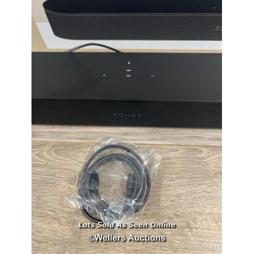 8008 - SONOS BEAM GEN 2 SOUNDBAR BLACK7 / POWERS UP, CONNEC TO PHONE VIA APP, PLAYS MUSIC, APPEARS NEW, OPE... 