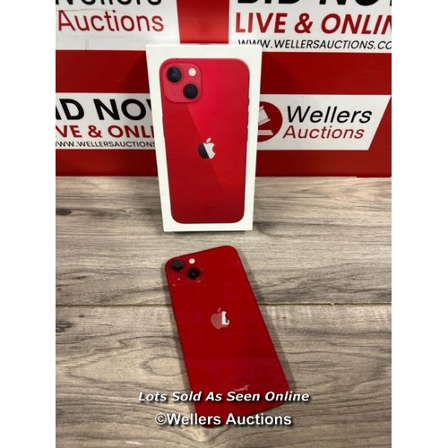 8009 - APPLE IPHONE 13 128GB SIM FREE MOBILE PHONE IN (PRODUCT)RED, MLPJ3B/A / POWERS UP, APPEARS NEW, OPEN... 