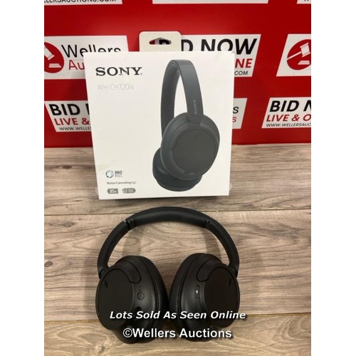 8010 - SONY WHCH720NB NOISE CANCELLING OVEREAR HEADPHONES / POWER UP, CONNECT TO BT, PLAY MUSIC, MINIMAL SI... 