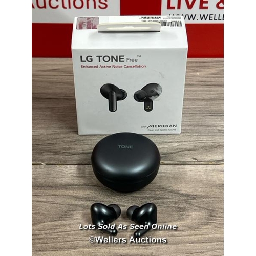 8013 - LG UFP5 WIRELESS EARBUDS / POWER UP, CONNECT TO BT, PLAY MUSIC, MINIMAL SIGNS OF USE