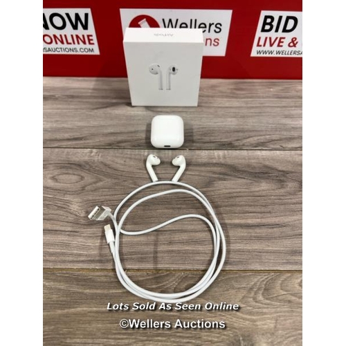 8042 - APPLE AIRPODS / 2ND GEN / WITH CHARGING CASE / MV7N2ZMA / POWER UP, CONNECT TO BT, ONLY MUSIC THROUG... 