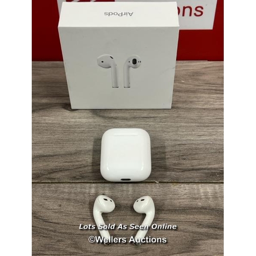 8042 - APPLE AIRPODS / 2ND GEN / WITH CHARGING CASE / MV7N2ZMA / POWER UP, CONNECT TO BT, ONLY MUSIC THROUG... 