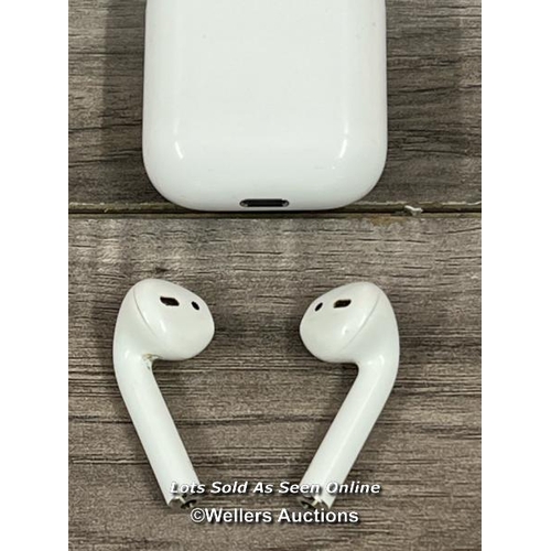 8042 - APPLE AIRPODS / 2ND GEN / WITH CHARGING CASE / MV7N2ZMA / POWER UP, CONNECT TO BT, ONLY MUSIC THROUG... 