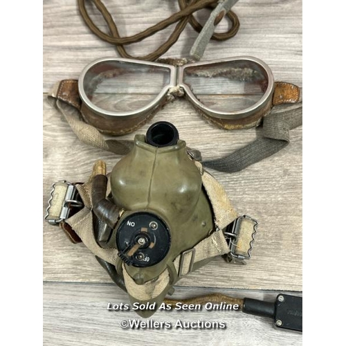 8051 - RAF FLYING HELMET E TYPE, WW2, OXYGEN MASK & GOGGLES